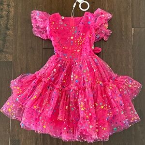 NWT Imekis Girls' Bright Pink Star Tulle Party Dress